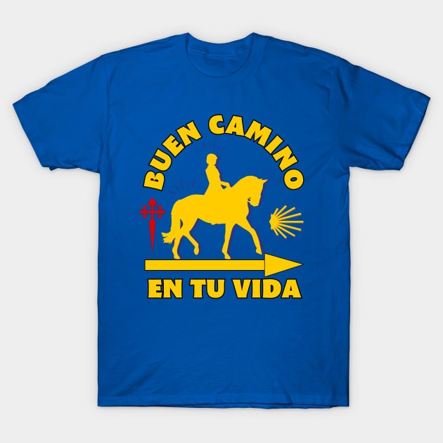 Horseback Camino de Santiago Buen Camino En Tu Vida T-Shirt by Brasilia Catholic